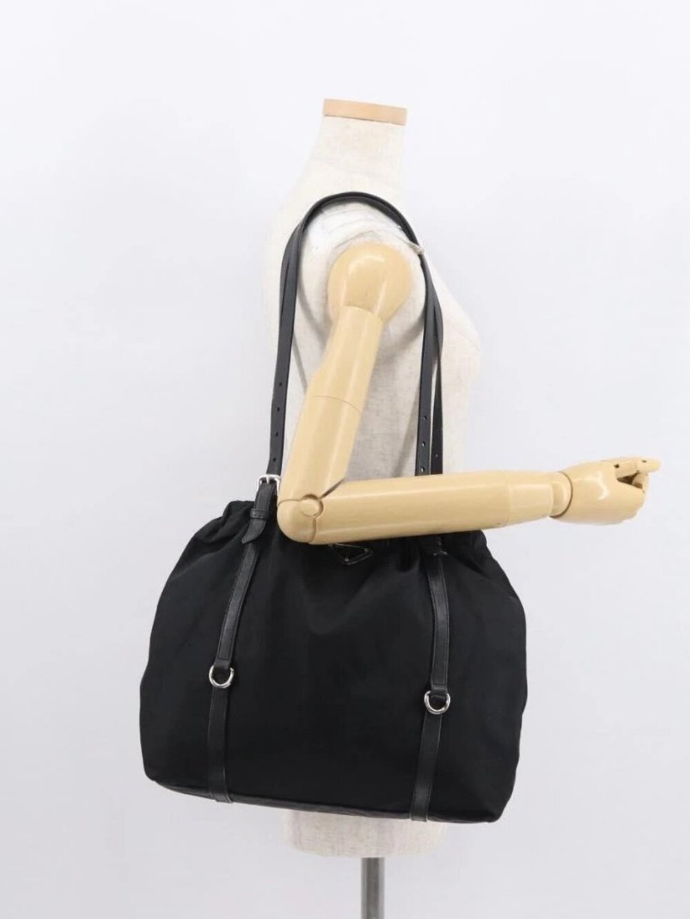 PRADA Shoulder Bag Nylon Black Silver